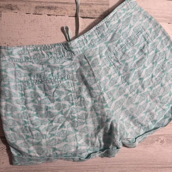 VINEYARD VINES Teal Blue Pigment Fish Print Linen Shorts Sz 2 Mint Green LN $88 - Picture 8 of 15